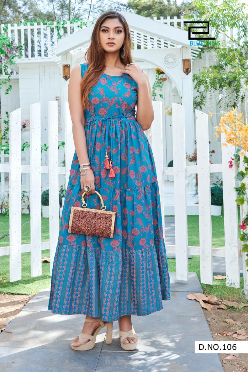 Blue Hills Sun Shine Nx Ltaets Fancy Designer Ethnic Wear Flair Rayon Heavy Kurti Collection
