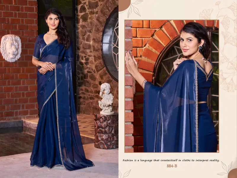 Mehek 884 A To E Satin Jimmy Silk Party Wear Sarees Exporters In India