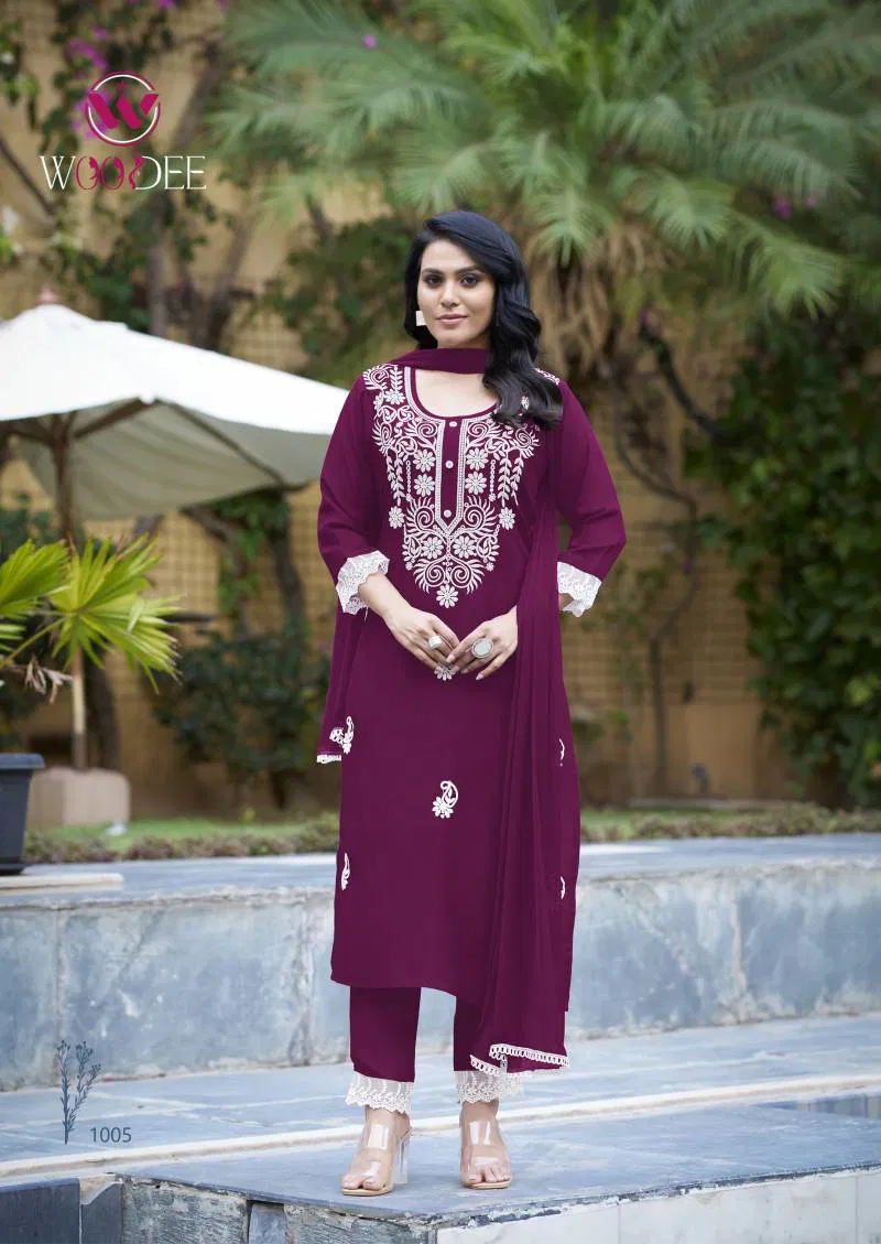 White Lotus By Woodee Rayon Slub Readymade Suits Suppliers In India