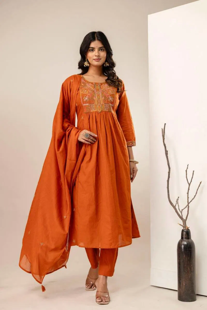 Naisha K 14 Mal Cotton Fancy Kurti Bottom With Dupatta Wholesale In India