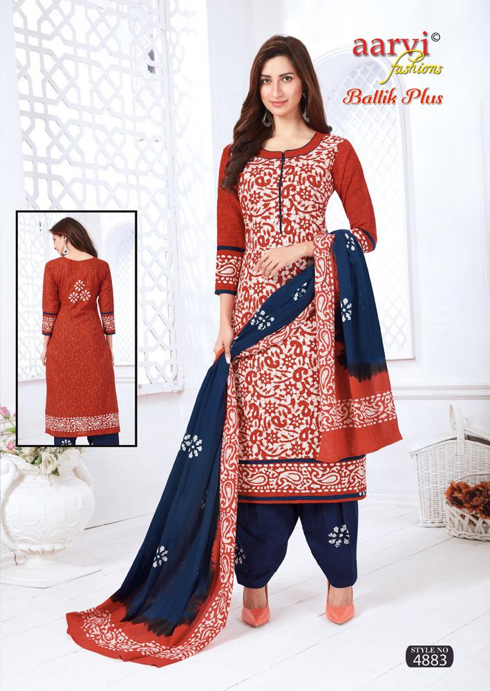 Aarvi Batik Plus Vol 1 Latest Regular Wear Printed Cotton Dress Material With Mal Mal Dupatta 