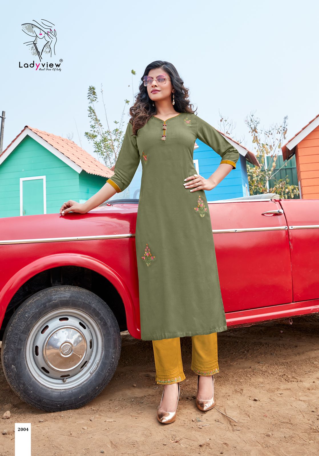 Ladyview Misty 2 Heavy Fancy Wear Rayon Embroidery Kurti With Bottom Collection