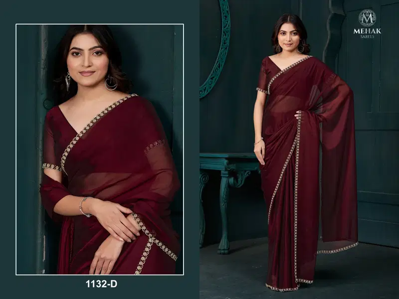 Mehek 1132 A To F Crepe Silk Party Wear Designer Saree Exporters In India