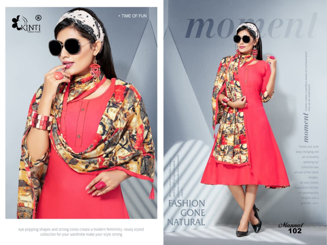 Kinti Mannat Latest designer fancy Regular Wear rayon Kurtis Collection
