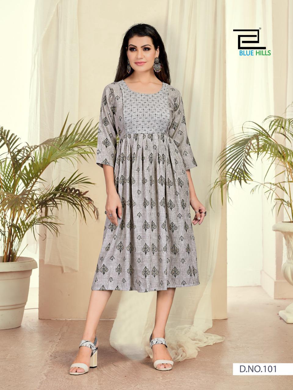Blue Hills Good New 6 Designer Ethnic Wear Rayon Printed Long Kurtis Collection
