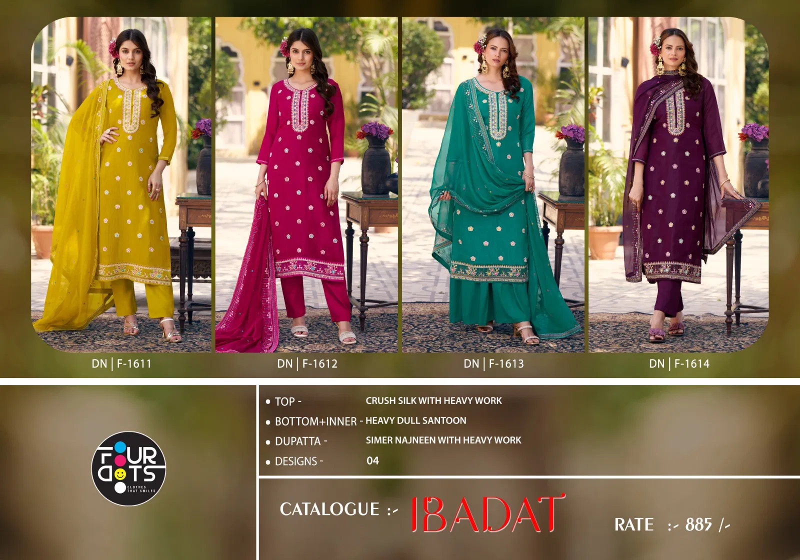 Ibadat By Fourdots Crush Silk Designer Salwar Suits Wholesale Shop In Surat