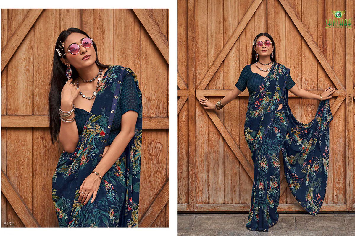 Sanskar Chitrakala Party Wear Georgette Printed Sarees Collction
