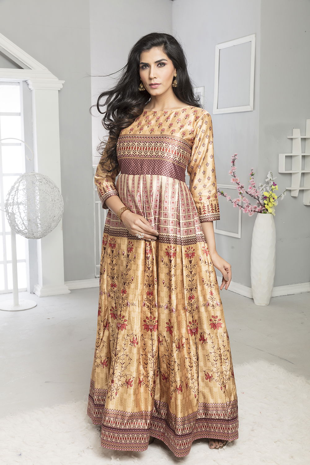 Libaaz Latest Fancy Taffeta Silk, Twirl Silk With Embroidery And Digital Printed Gown Collection 
