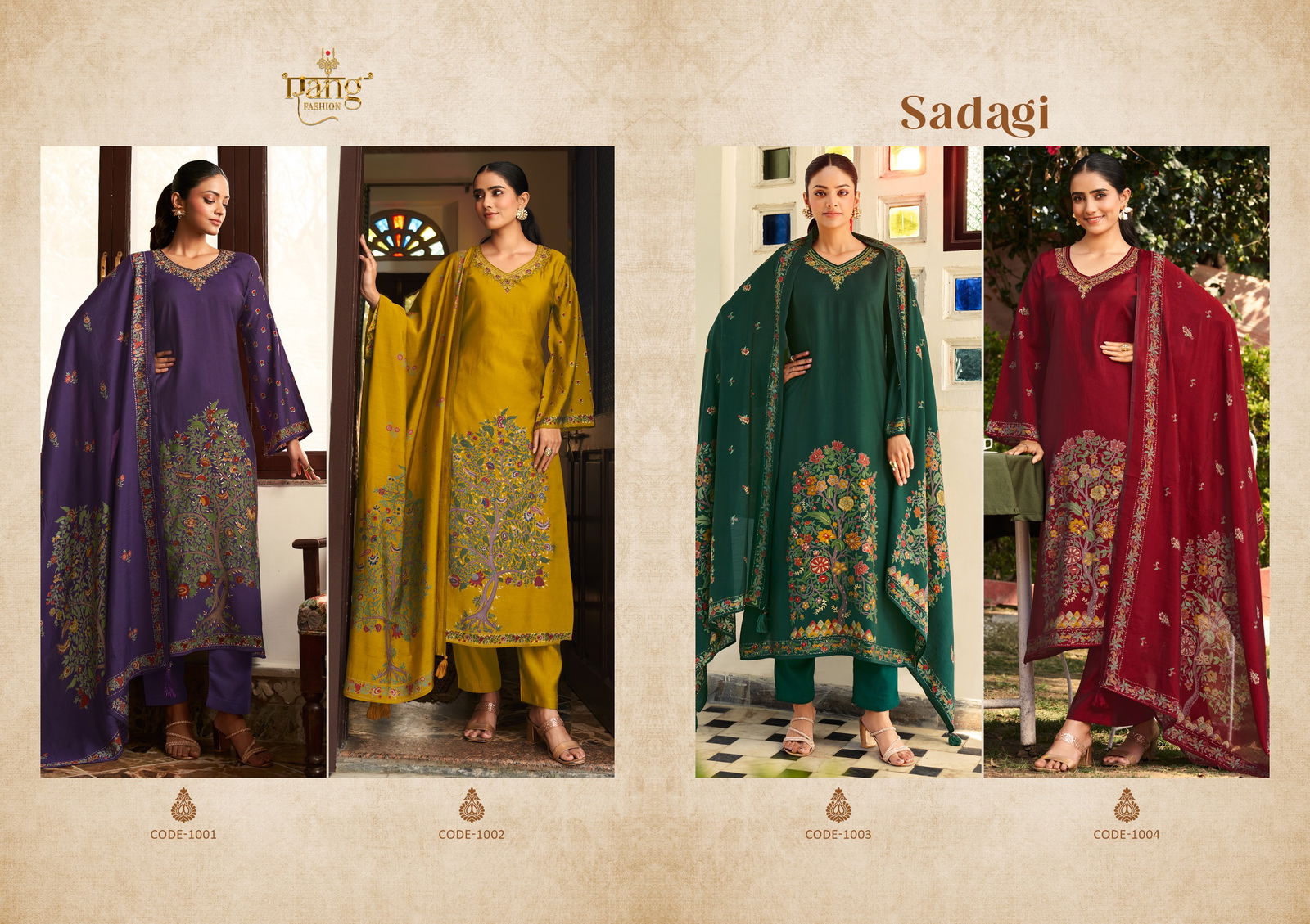 Sadagi By Rang Roman Silk Digital Printed Dress Material Wholesalers In Delhi