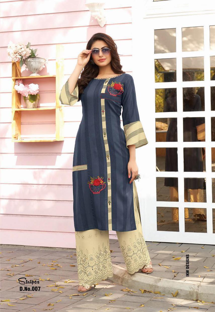 Ikw Stripes 2 Latest Exclusive Designer Casual Wear Kurti Collection