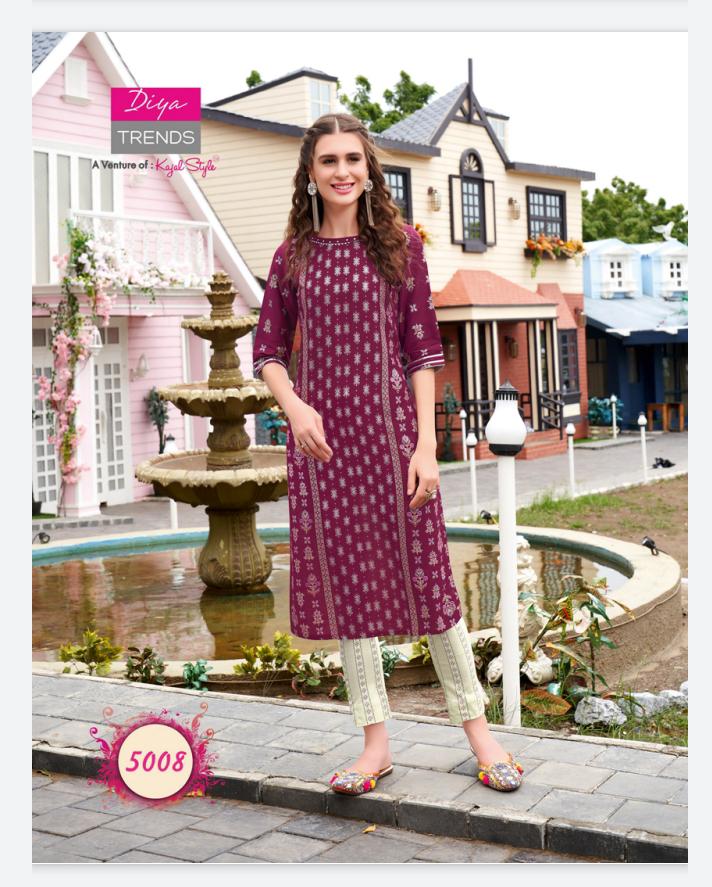 Fashionista 1 Ethnic Wear Rayon Designer Printed Kurtis With Bottom Collection
