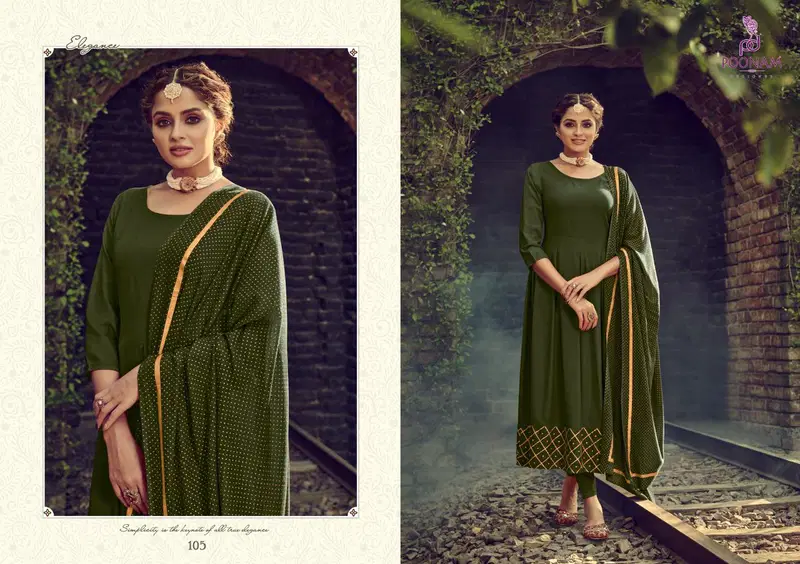 Poonam Designer Kiara Rayon Malai Foil Print Latest Designer Gown Collection 