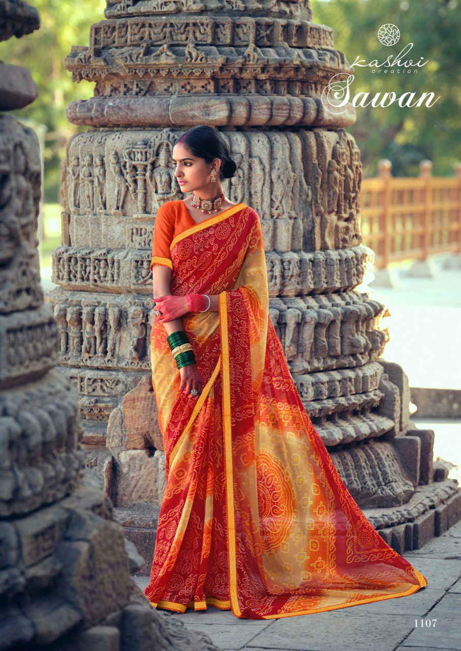Kashvi Sawan Silk Casual Wear Printed Designer Saree Collection
