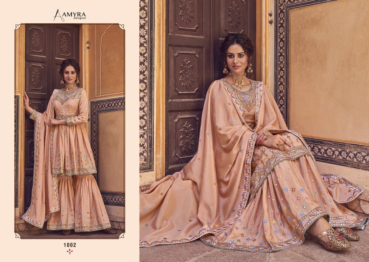 AAMYRA RIWAZ Latest Designer Fancy Festive Wear Heavy Chinon Silk With Heavy Exclusive Mirror Embroidery Work Salwar Suit Collection