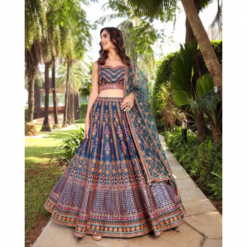 Jf 424 Designer Embroidered Chinon Lehenga Choli Orders In India