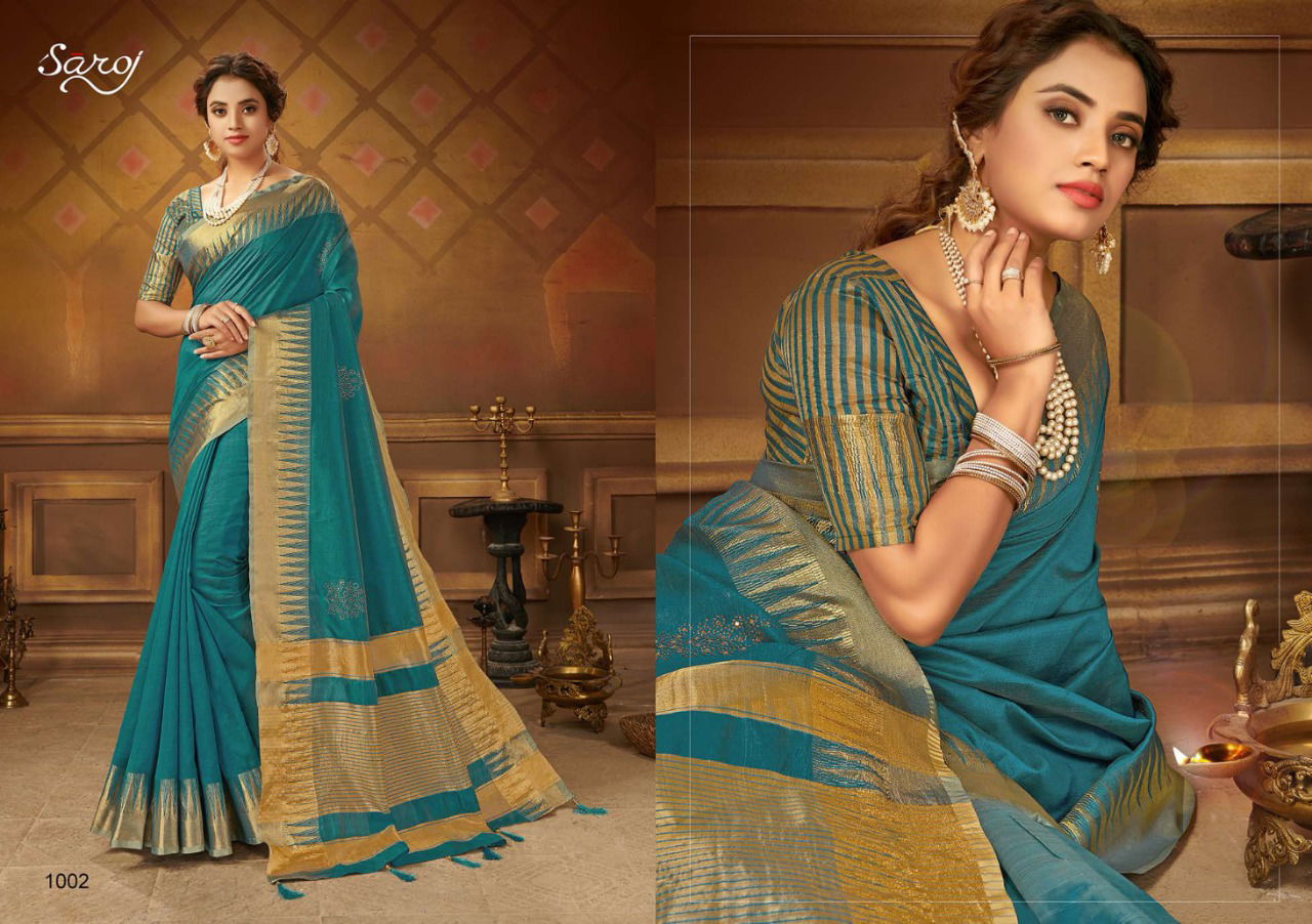 Saroj Juhi Cotton Silk Latest fancy Festive Wear Designer Cotton Sarees Collection
