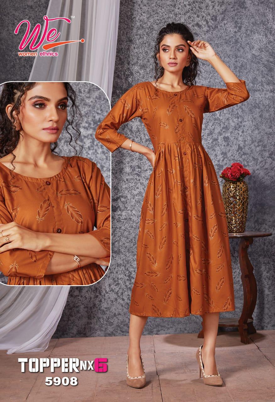 We Topper Nx 6 Ethnic Wear Anarkali Long Rayon Designer Kurti Collection

