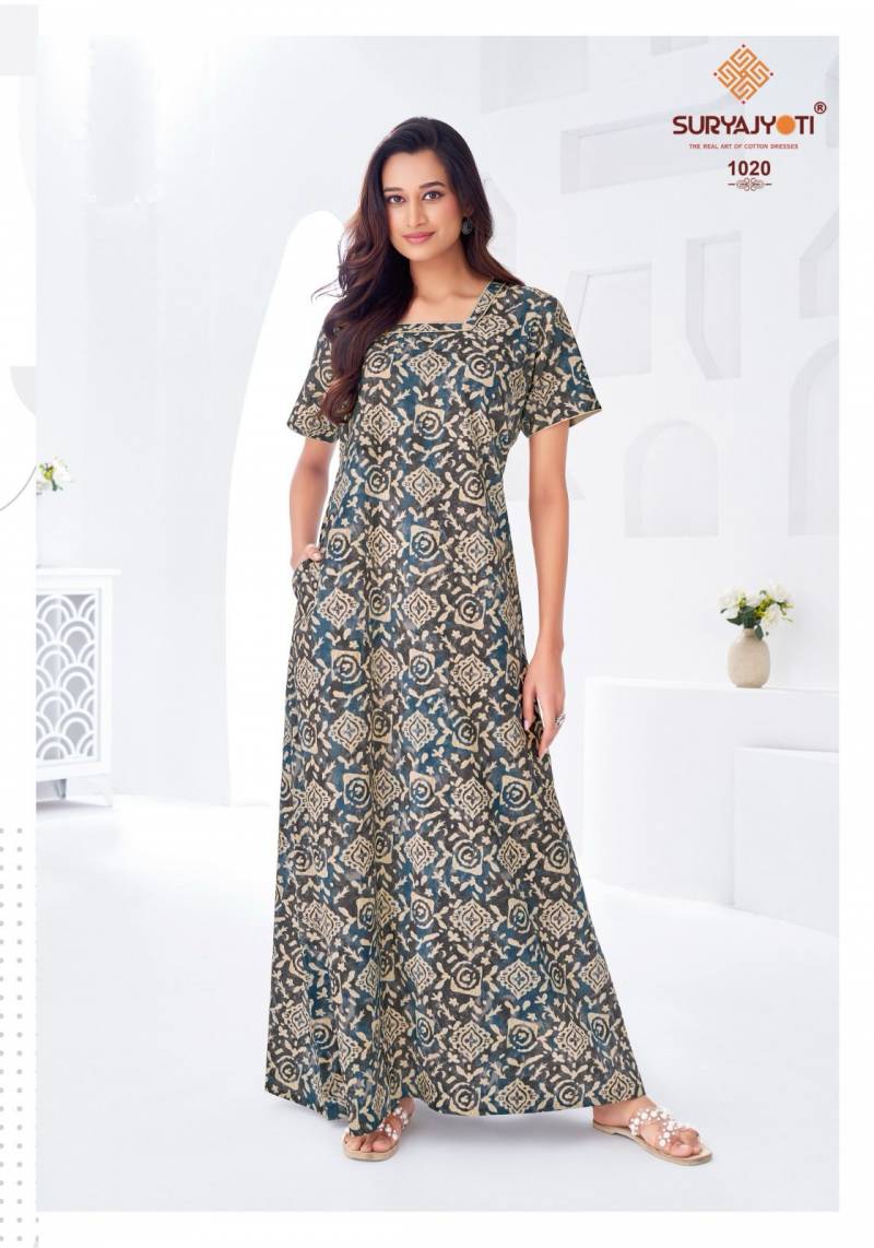 Pearl Vol 1 By Suryajyoti Cotton Printed Nighty Gown Wholesale Market In Surat