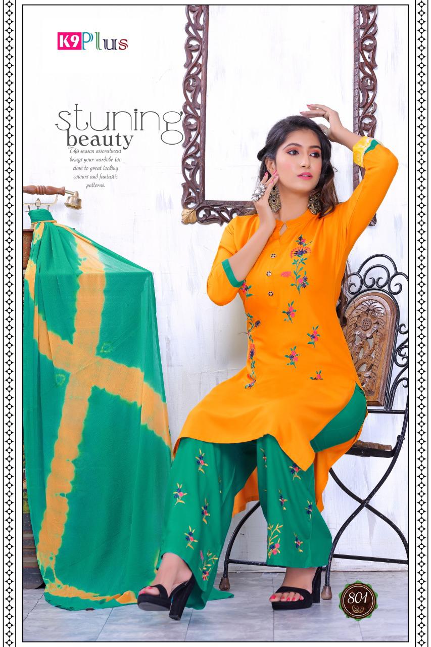 K9 Plus Latest Designer Casual Wear Ready Made Plazzo Suit Collection 