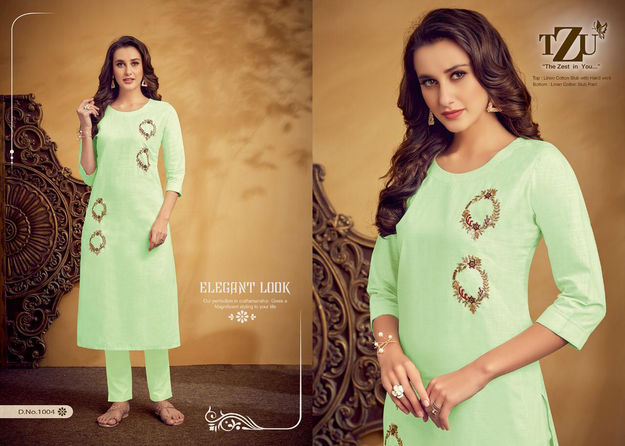 TZU AMAYA Latest Fancy Designer Heavy Festive Wear Hand Work Kurtis With Bottom Collection 
