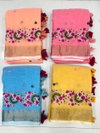DF 132 Ankita Embroidery Soft Linen Designer Sarees Wholesale Market In Surat With Price