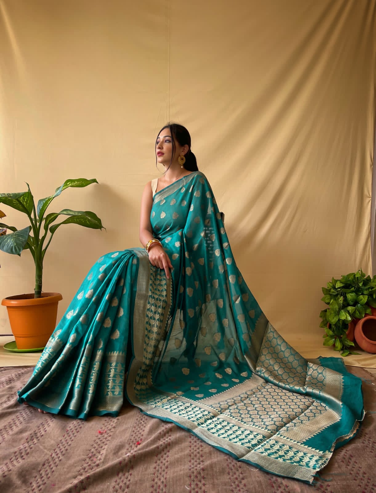 Bt 55 Festive Wear Designer Fancy Weaving Soft Cotton Saree Collection
