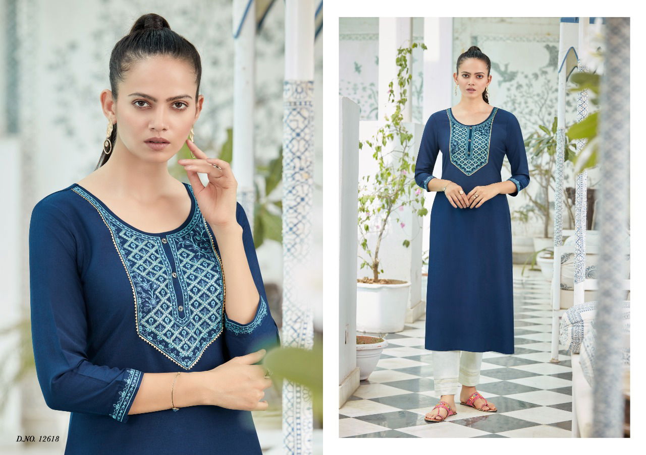 Kalaroop Kites 2 Ethnic Wear Embroidery Work Designer Silk Kurti Collection
