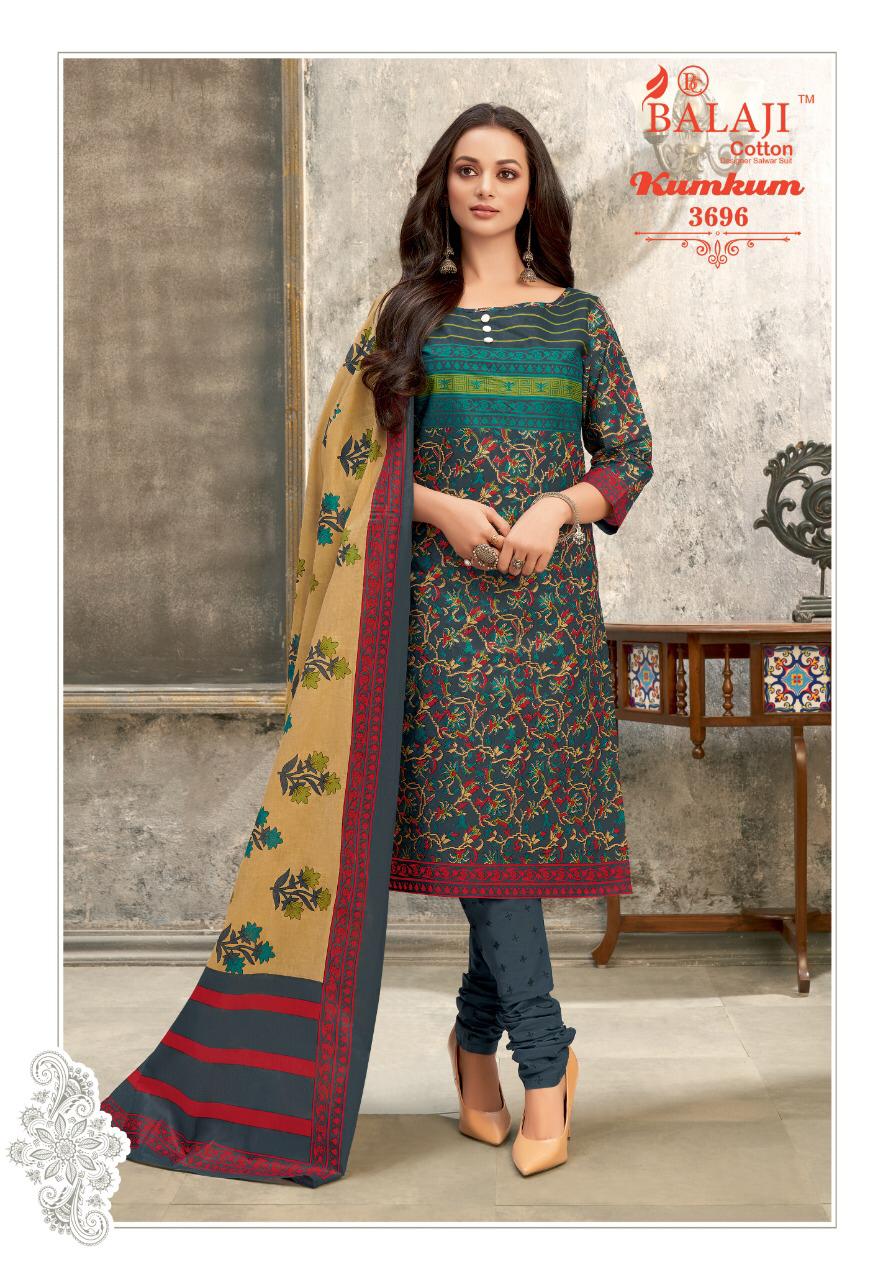 Balaji Cotton KumKum 25 Latest Fancy Designer Regular Casual Wear Cotton Printed Dress Material Collection
