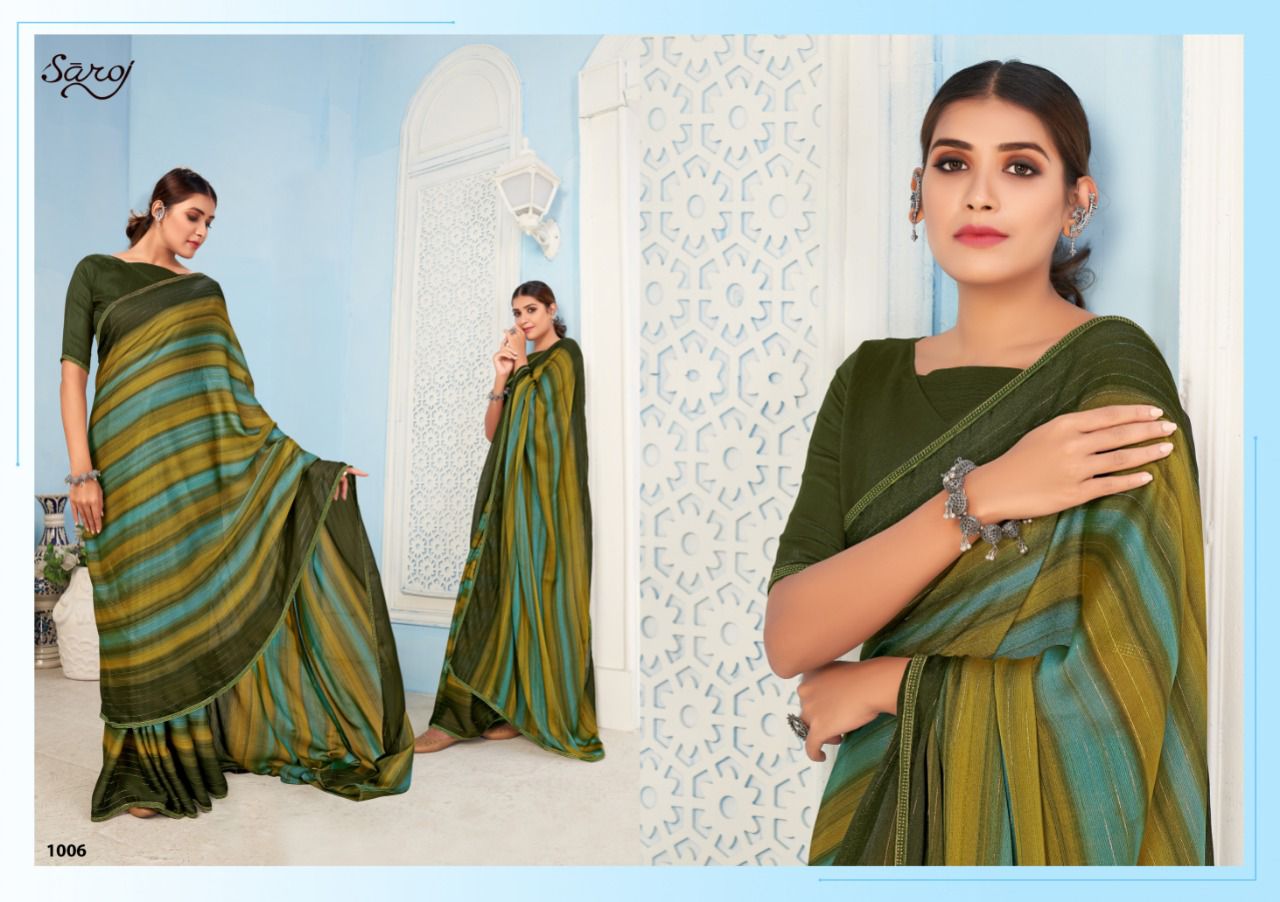 Saroj Naazia Fancy Casual Daily Wear Georgette Printed Saree Collection