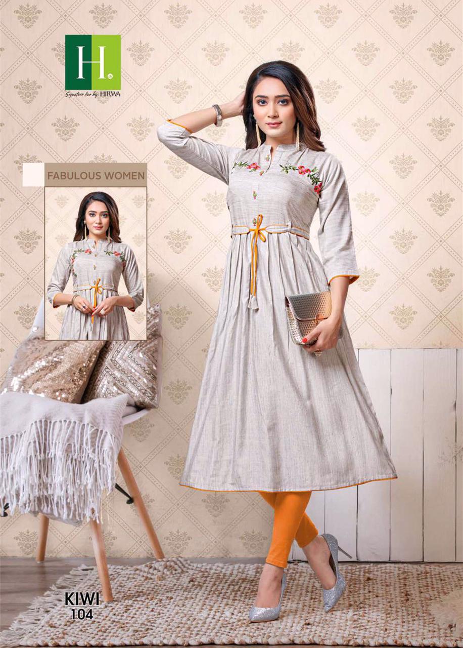 Hirwa Kiwi Latest Designer Ethnic Wear Fancy Rayon Anarkali Kurtis Collection
