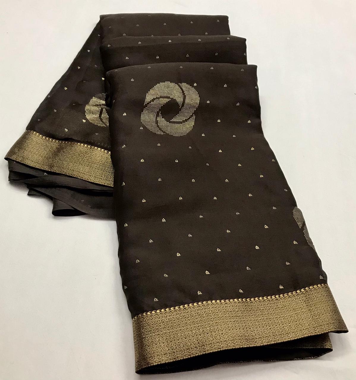 KASHVI TEERTH Designer Fancy Moss chiffon Heavy Designer saree Collection
