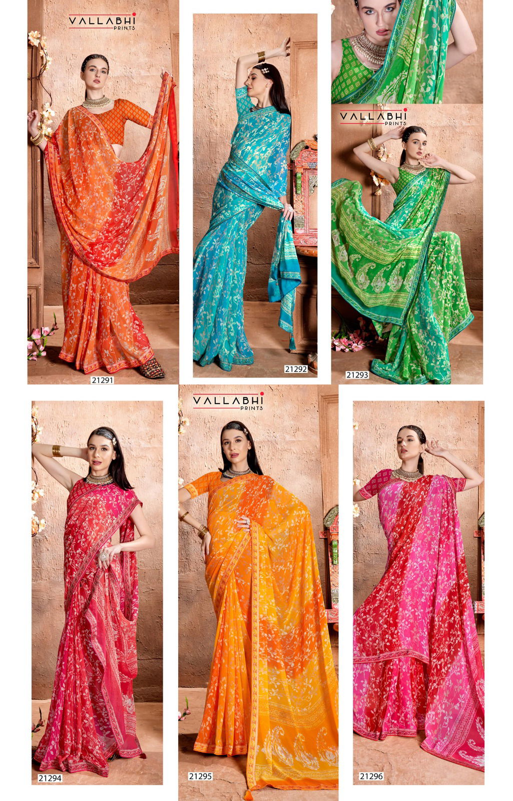 Rajvanshi Vol 5 By Vallabhi Leaf Printed Georgette Wholesale Sarees Manufacturers