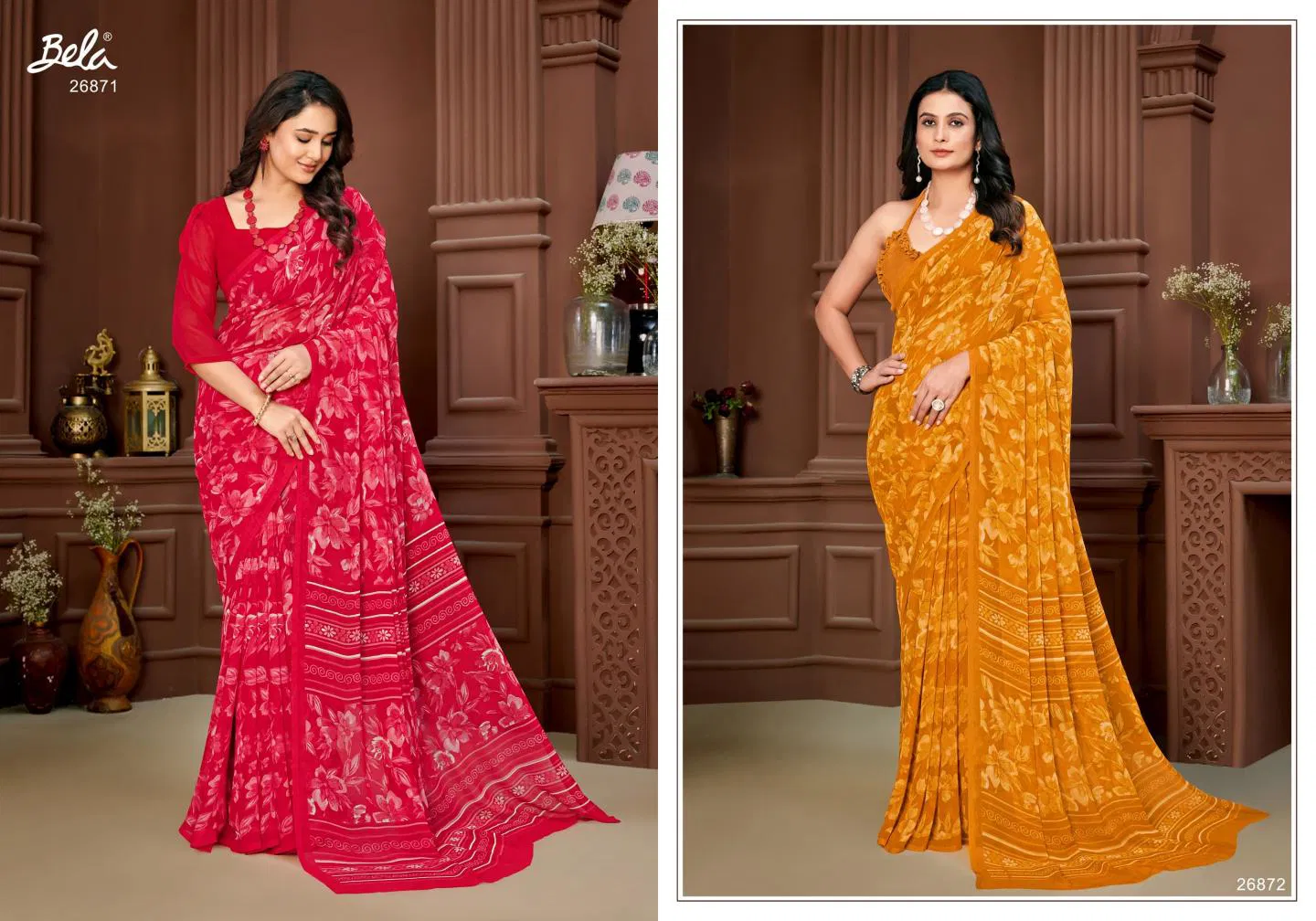 Stella Vol 18 By Bela Georgette Mill Print Saree Wholesalers In Delhi