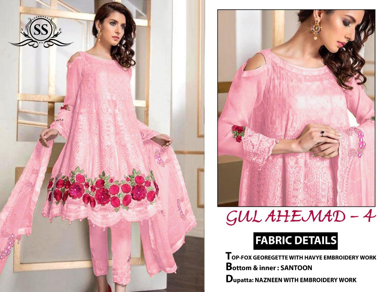 Ss Gulahemad 4 Latest fancy festive Wear Georgette With Heavy Embroidery And Sequence Work Designer Salwar Suits Collection
