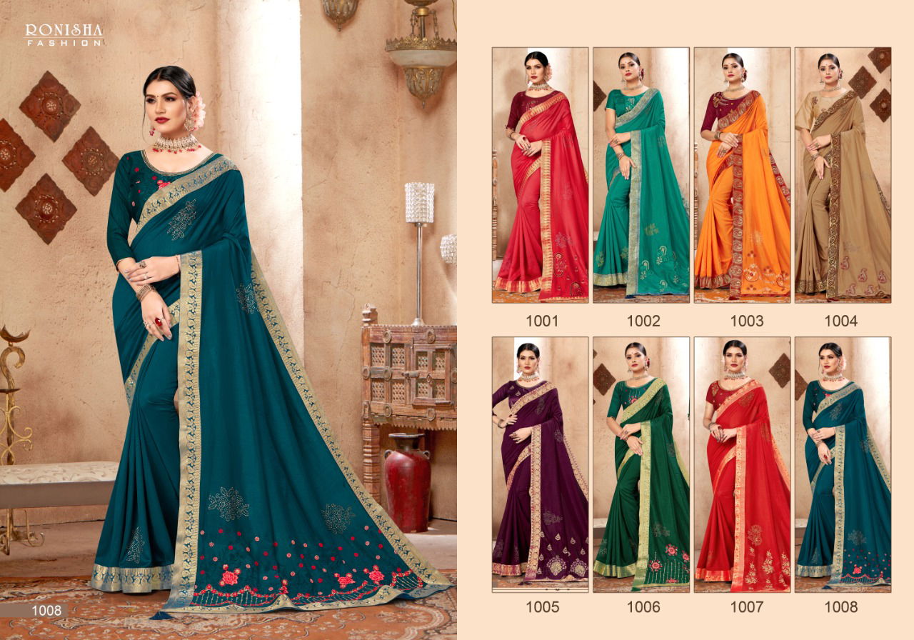 Ronisha Kavira Latest Designer Festive And Wedding Wear Exclusive Vichitra Silk Saree Collection
