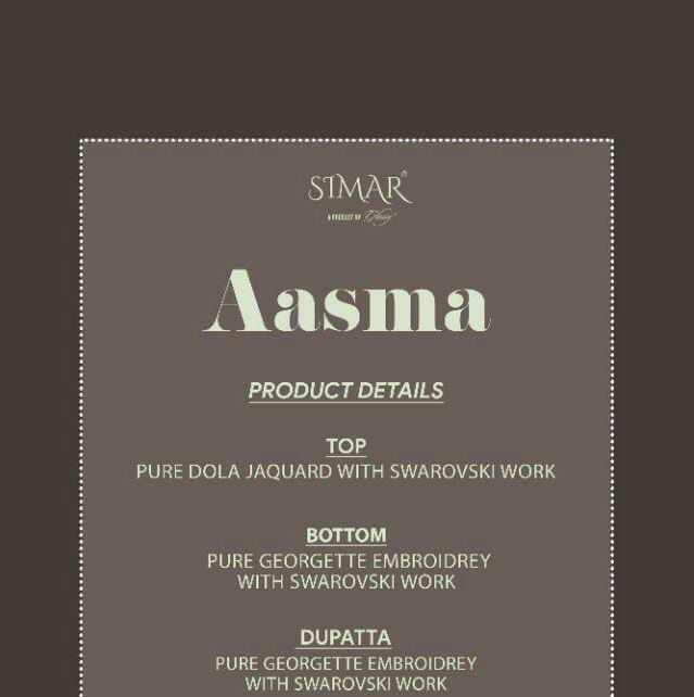 Glossy Aasma Latest Heavy Festive Wear Designer Pure Dola Jacquard With Swarovski Work Suit Collection  