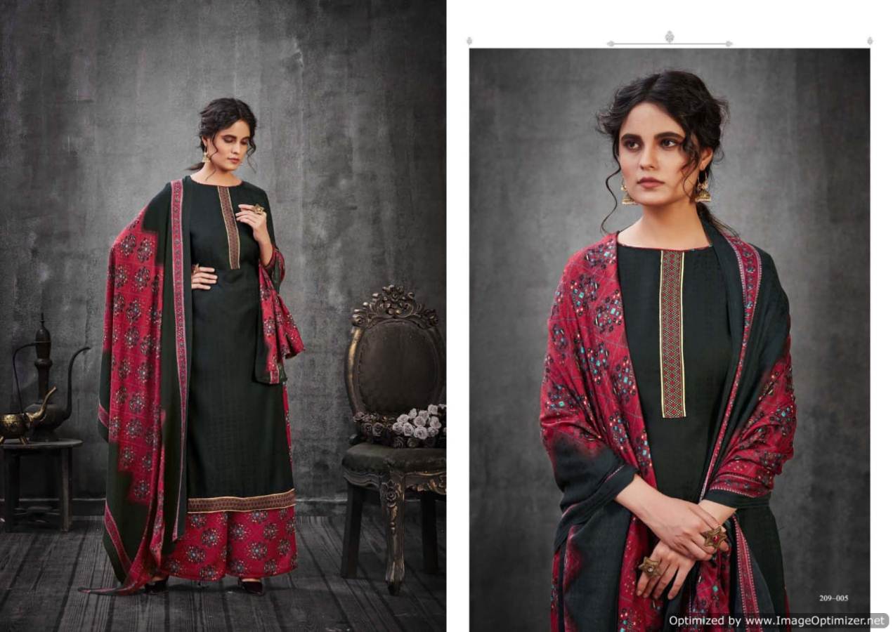 Zulfat Patiala Dreams Exclusive Pure Pashmina Print with Premium Elegantly Stitched Kashmiri Tie and Lace Dress Material Collection 