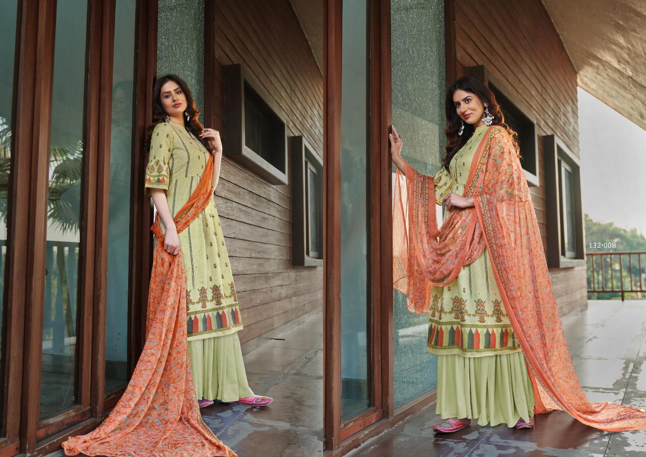 Jiyana Fancy Printed Designer Pure Lawan Fancy Print With Chiffon Kani Print Dupatta Dress Material Collection
