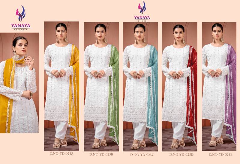 Yanaya 023 Georgette Embroidered Kurti Bottom With Dupatta Best Wholesale Shop In Surat
