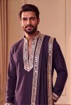 Purple Outluk Wedding Vol 53 Heavy Lachaka Mens Kurta Pajama With Dupatta W5304