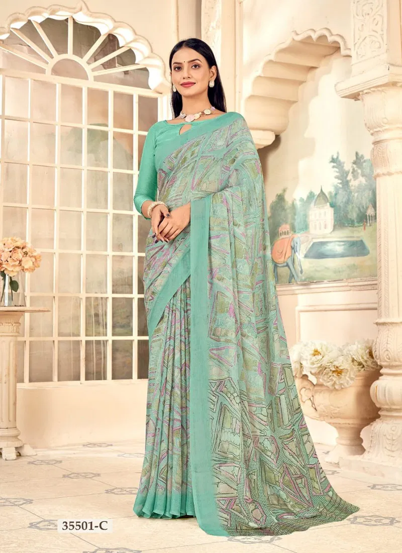 Aahana Vol 5 By Ruchi Silver Chiffon Daily Wear Surat Sarees Wholesale Market