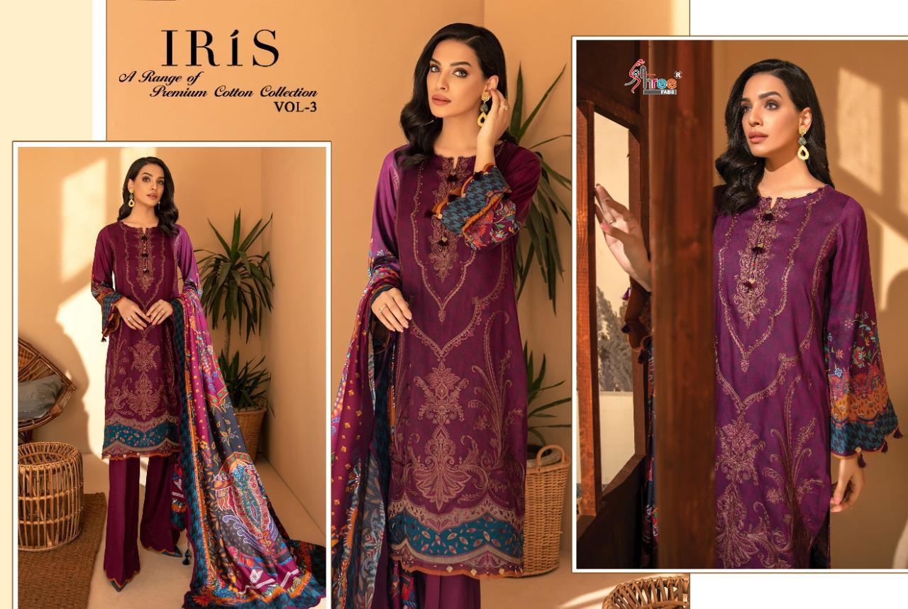 Shree Iris 3 Pure Jam Cotton print And embroidery Work  patch Top With Dupatta And Bottom Pakistani Salwar Suits Collection