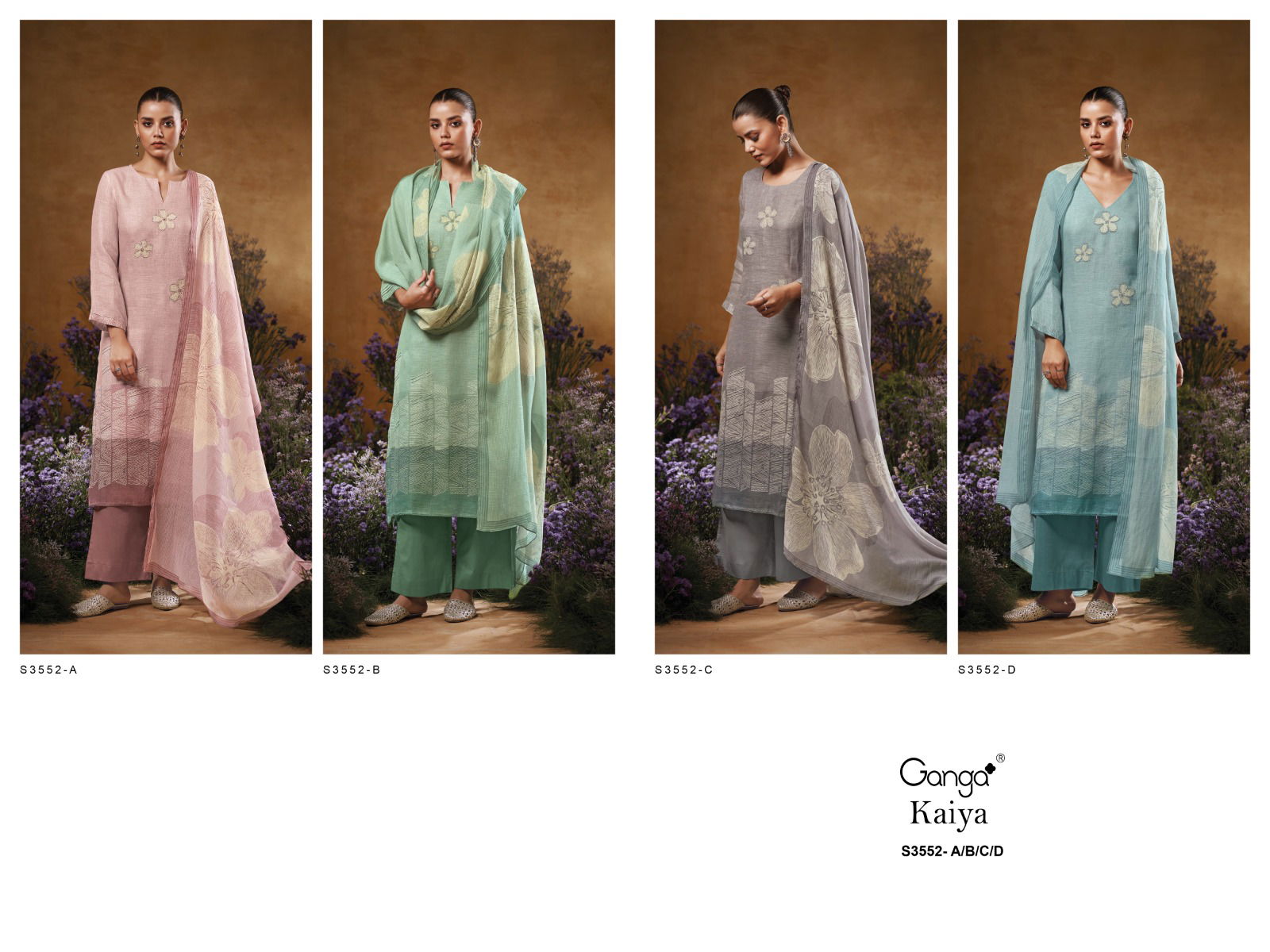 Kaiya 3552 By Ganga Cotton Linen Printed Designer Salwar Suit Exporters In India
