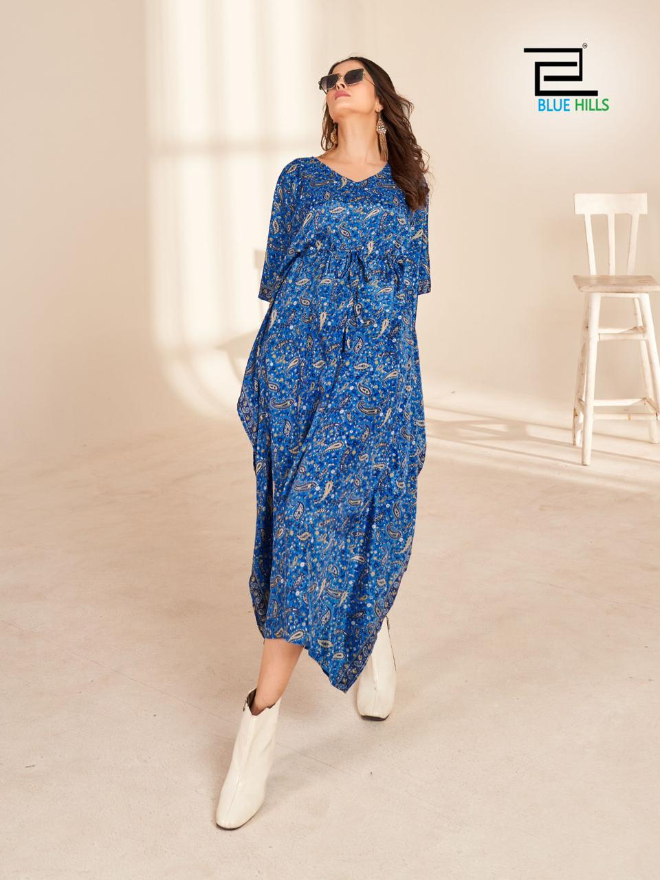 Blue Hills Fire Walk Vol 5 Printed Kaftan Kurti Catalog
