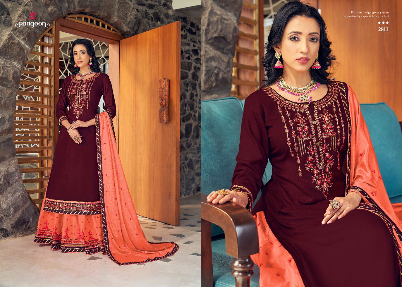 RANGOON PANIHARI PREMIUM Latest Designer Fancy Wedding Wear Heavy Rayon With Embroidery work Salwar Suit Collection