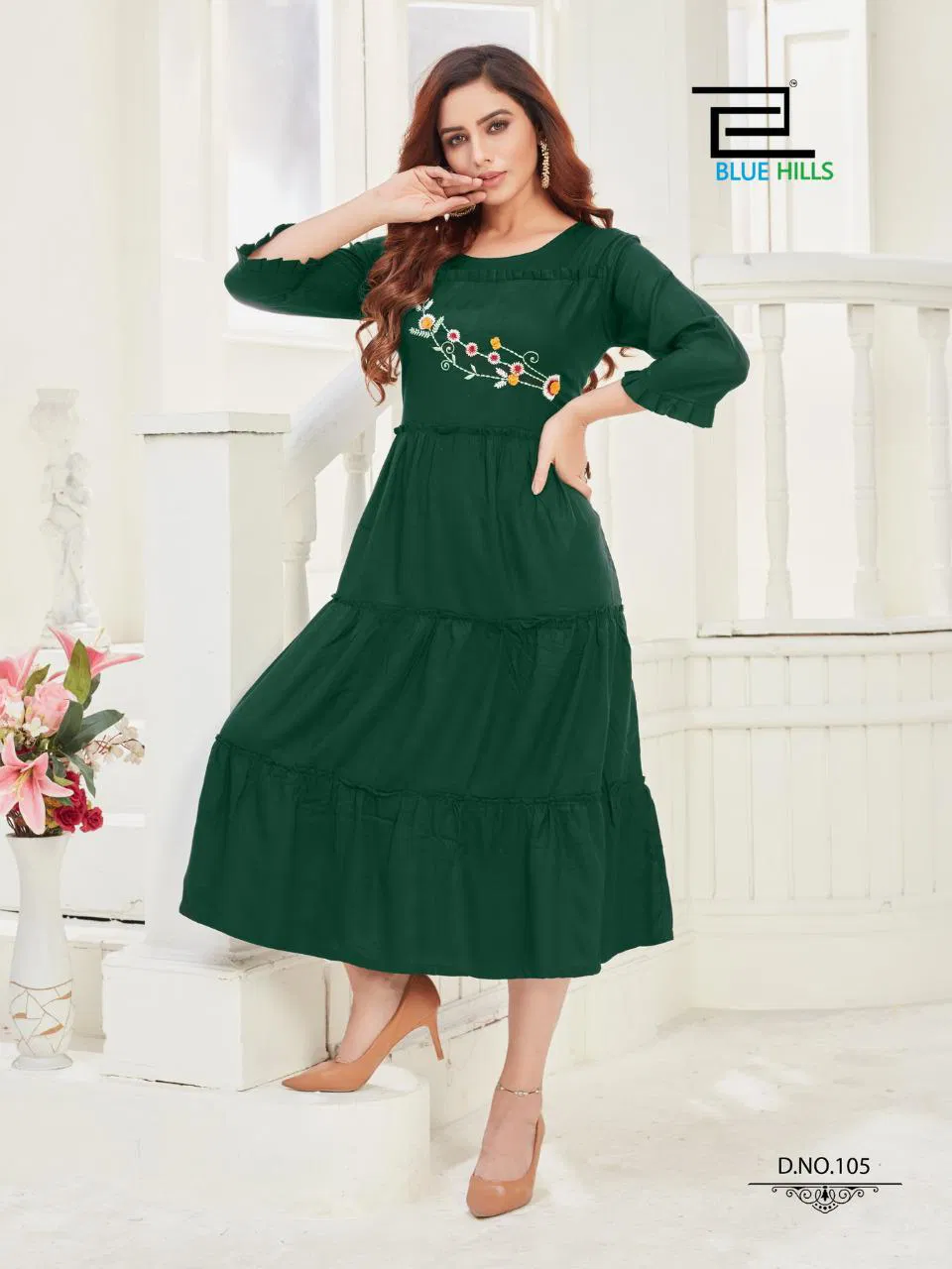 Blue Hills Mohini 1 Latest fancy Ethnic Wear Rayon Designer Long Kurtis Collection