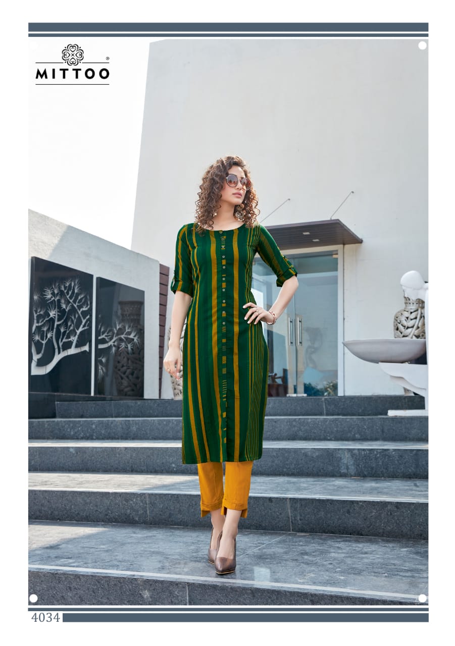 Mittoo Mohini Nx Latest Fancy Ethnic Wear Rayon slub Kurtis With Bottom Collection