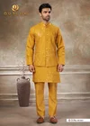 Yellow color Outluk Wedding Vol 49 Pure Viscose Mens Modi Jacket Kurta Pajama 4901 