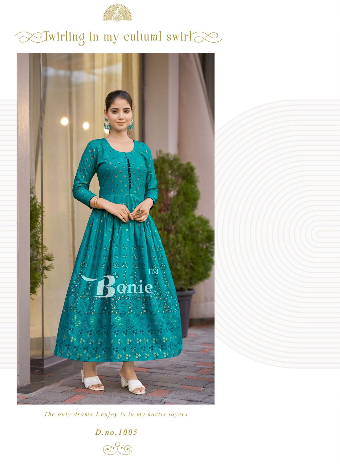Aanchal 4 By Bonie Rayon Printed Anarkali Designer Long Kurtis Wholesalers In India