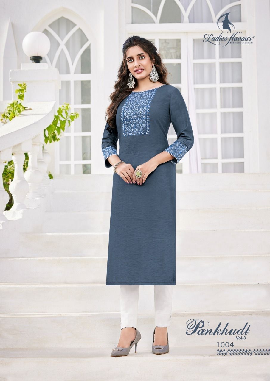 Pankhudi vol 3 By Ladies Flavour Embroidery Kurtis Catalog